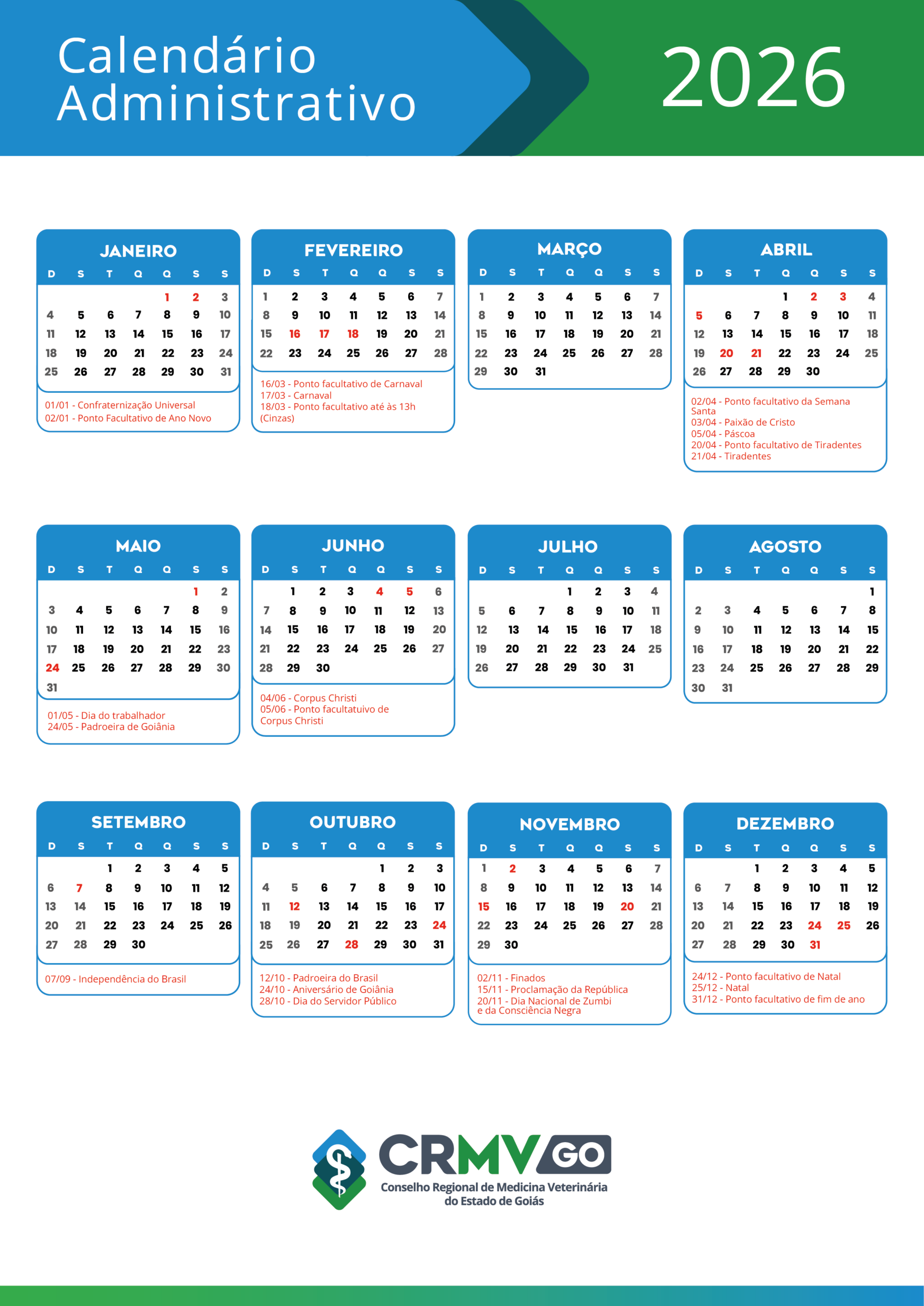 Calendário Administrativo 2026